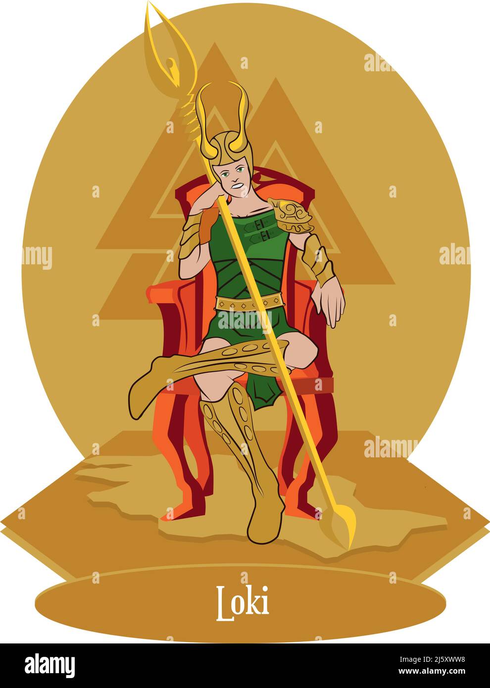 Illustration vector isolated of Norse or Scandinavian mythical god, Loki Stock Vector