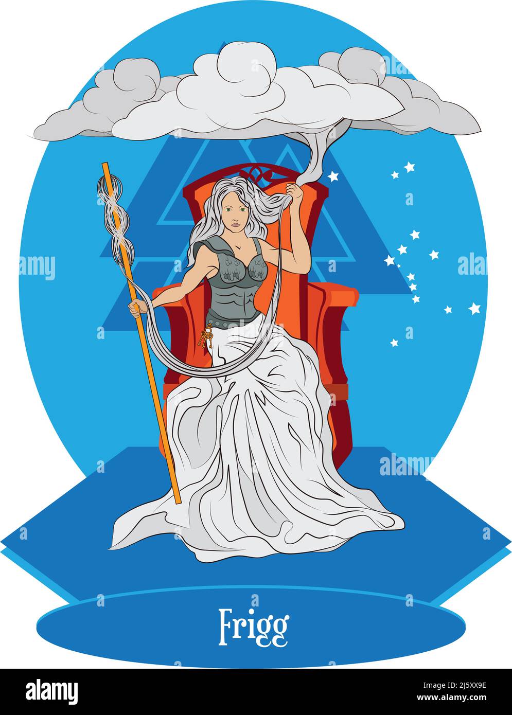 Illustration vector isolated of Norse or Scandinavian mythical goddess Frigg Stock Vector