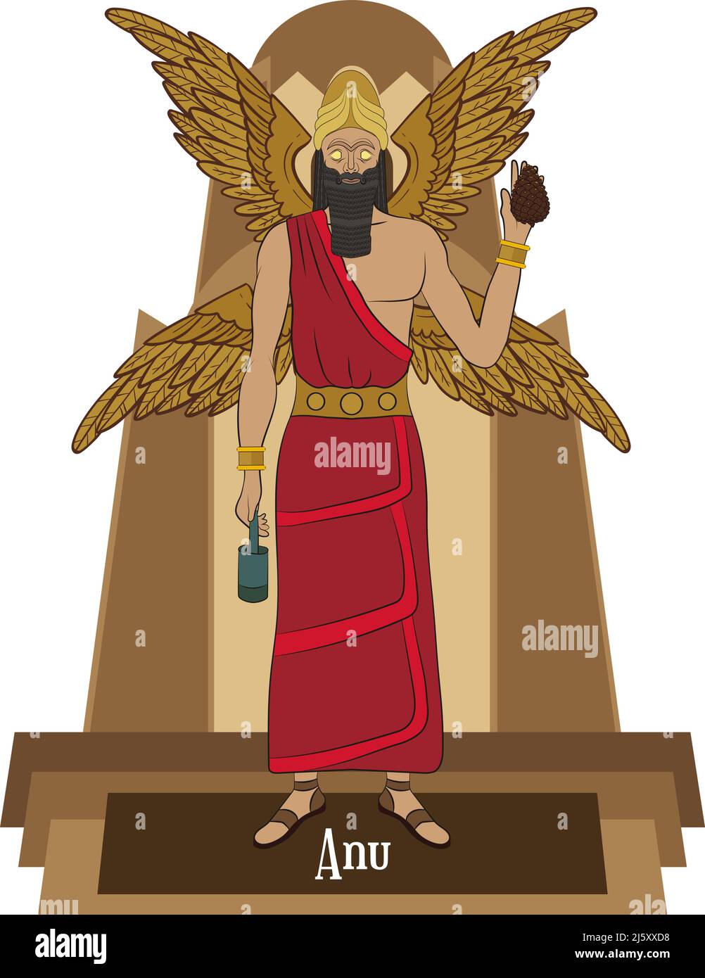 Illustration vector isolated of Mesopotamian mythical gods, Anu Stock Vector