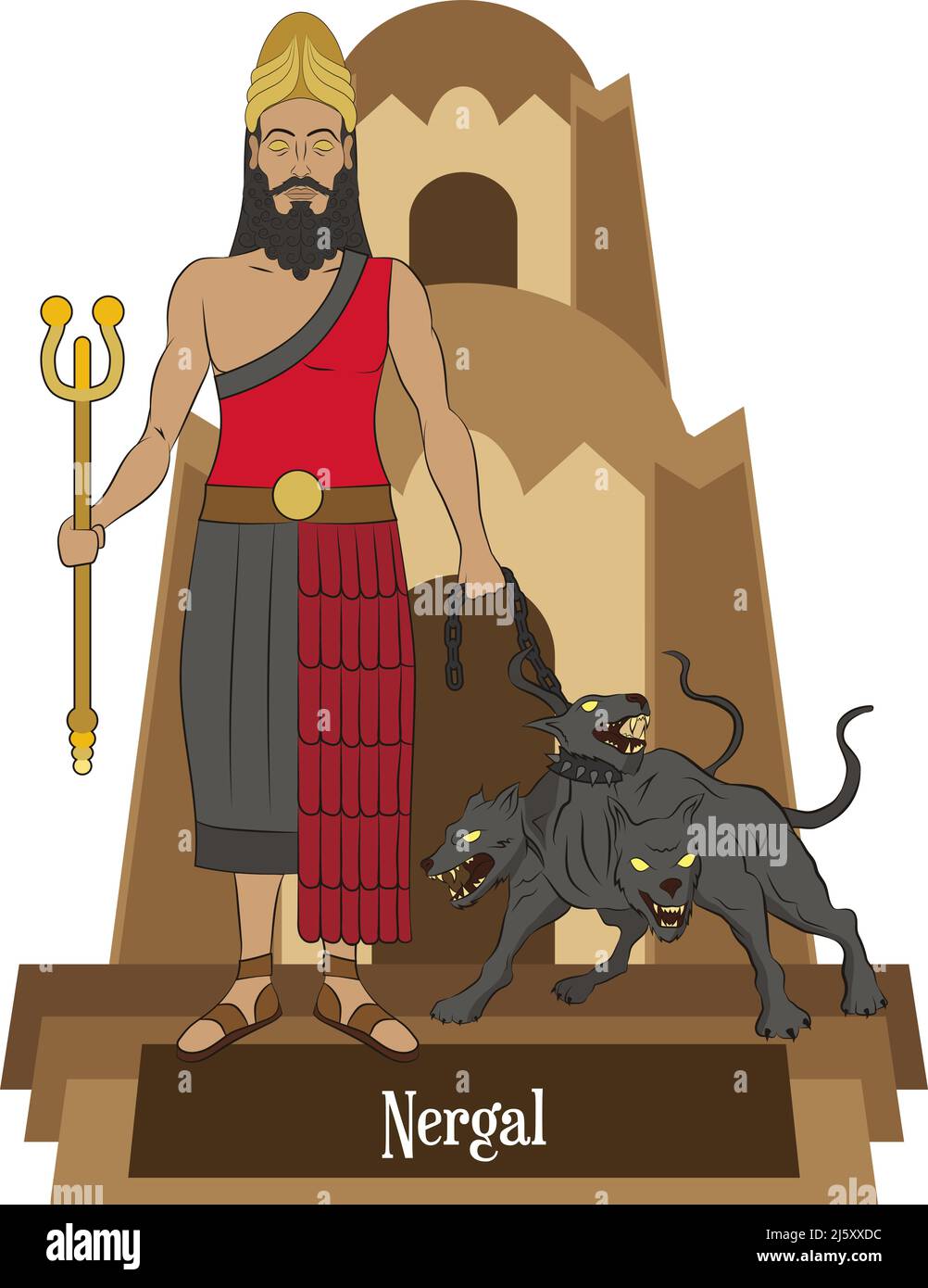 Illustration vector isolated of Mesopotamian mythical gods, Nergal Stock Vector