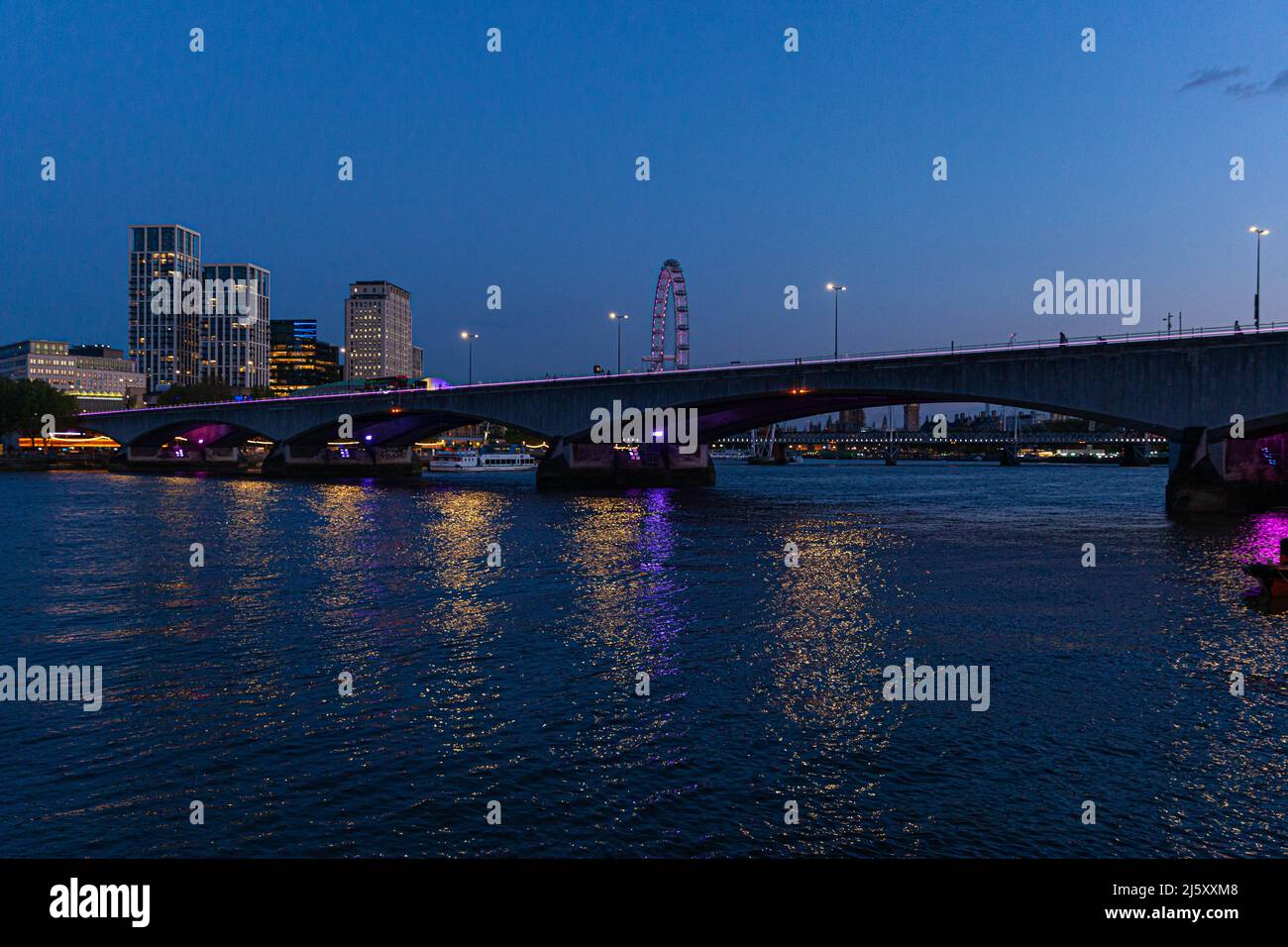 Waterloo Bridge at dusk, London, England, UK. Stock Photo
