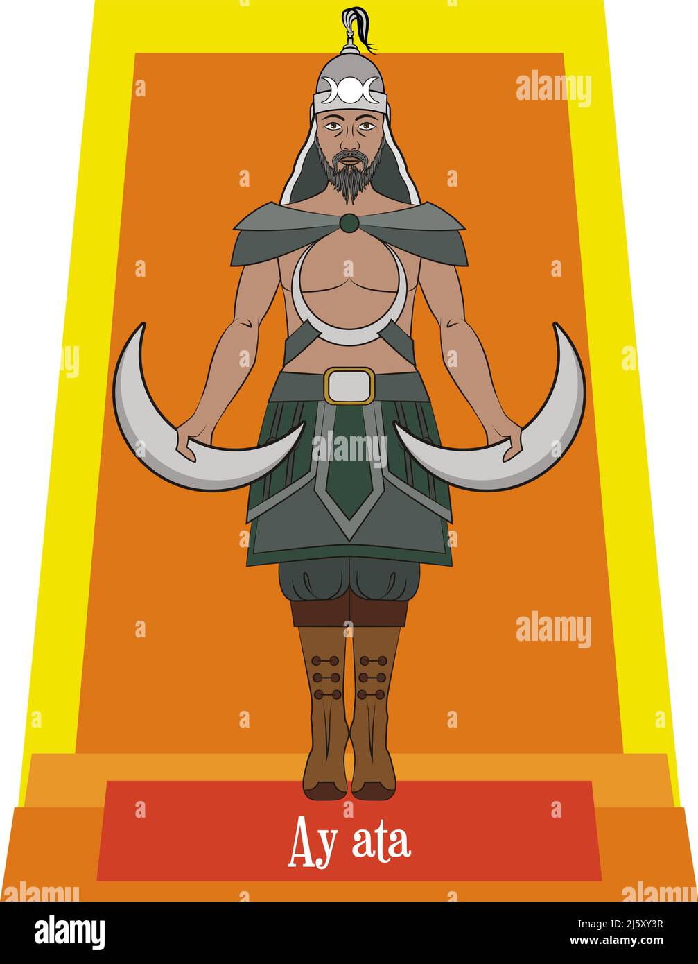 Illustration vector isolated of Mongolian mythical gods, Ay ata Stock Vector