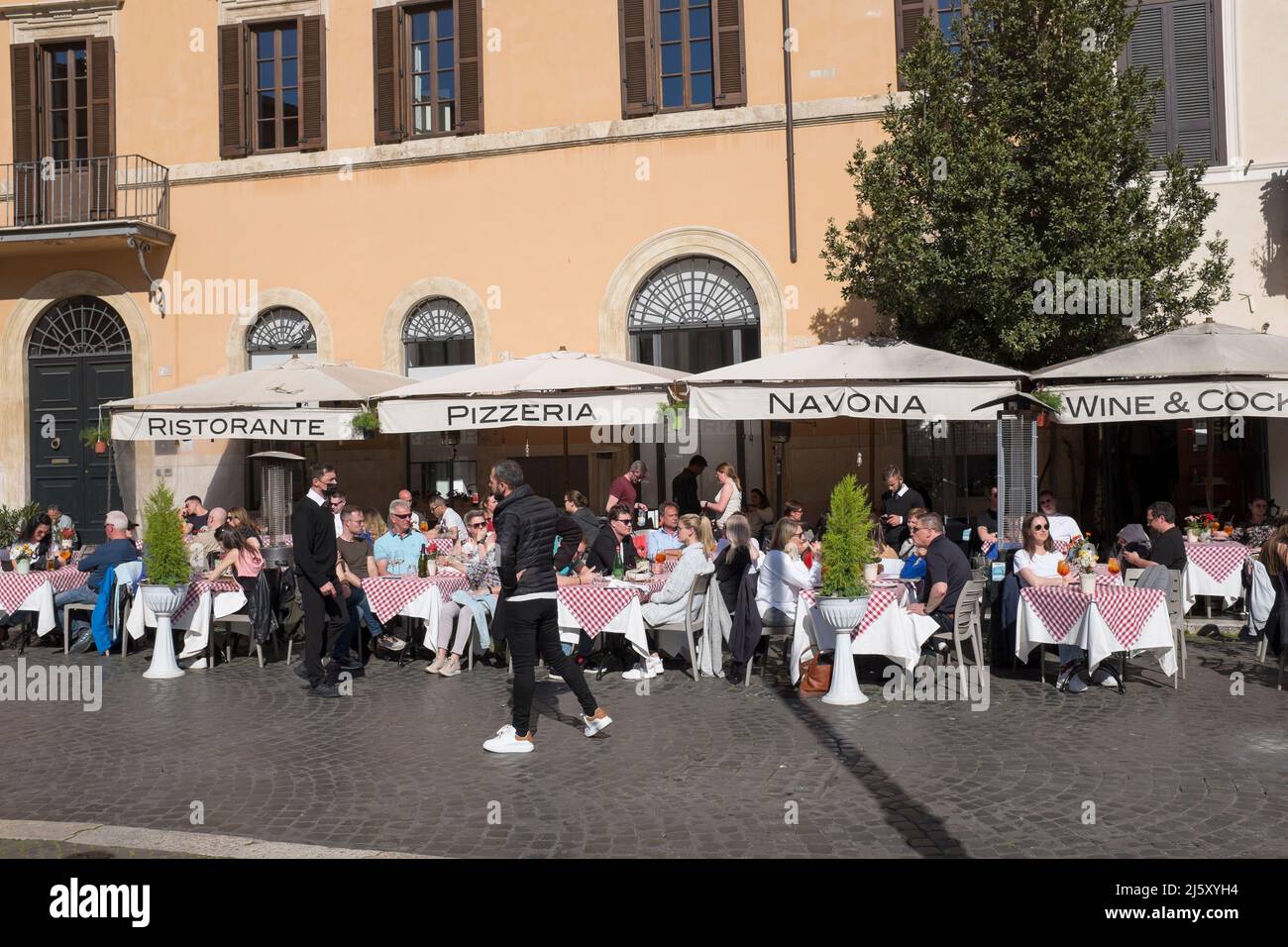 Restaurant Terrace Piazza Navona Rome Italy Stock Photo