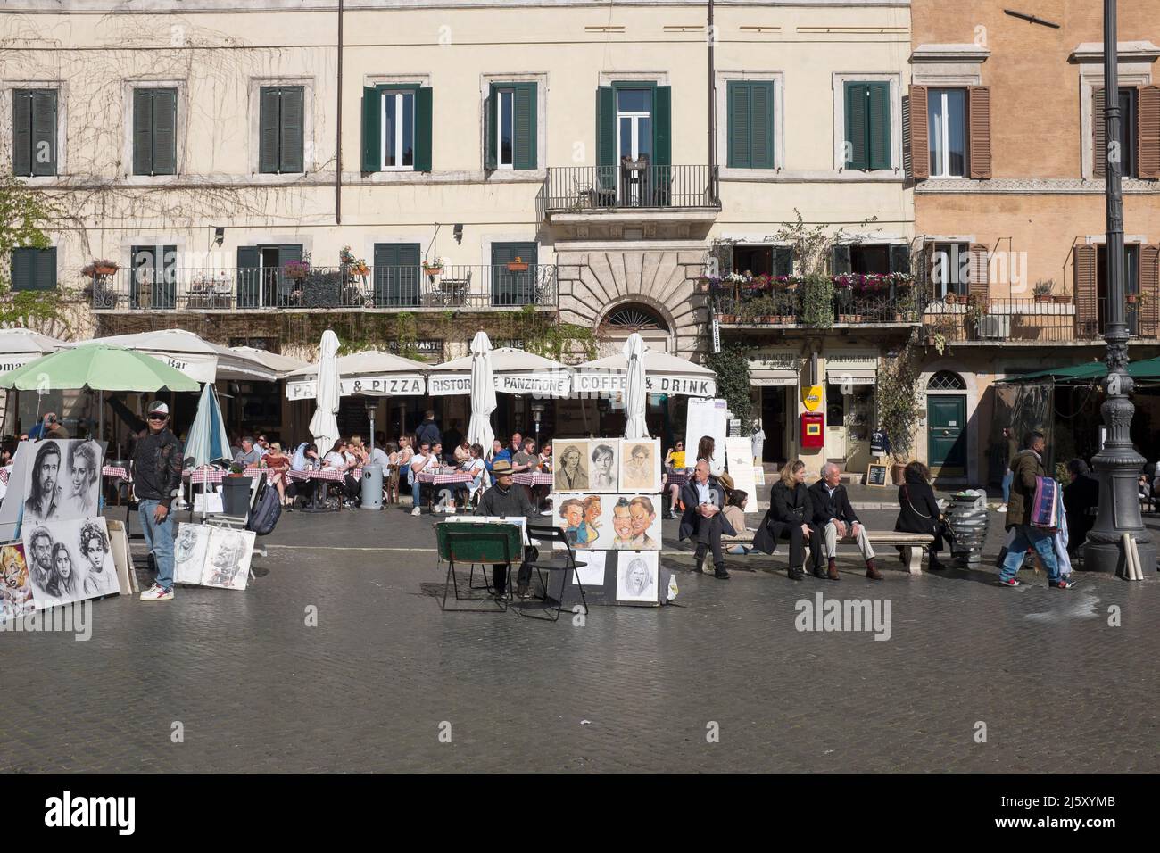 Picture Portrait Artists in Piazza Navona Rome Italy Stock Photo