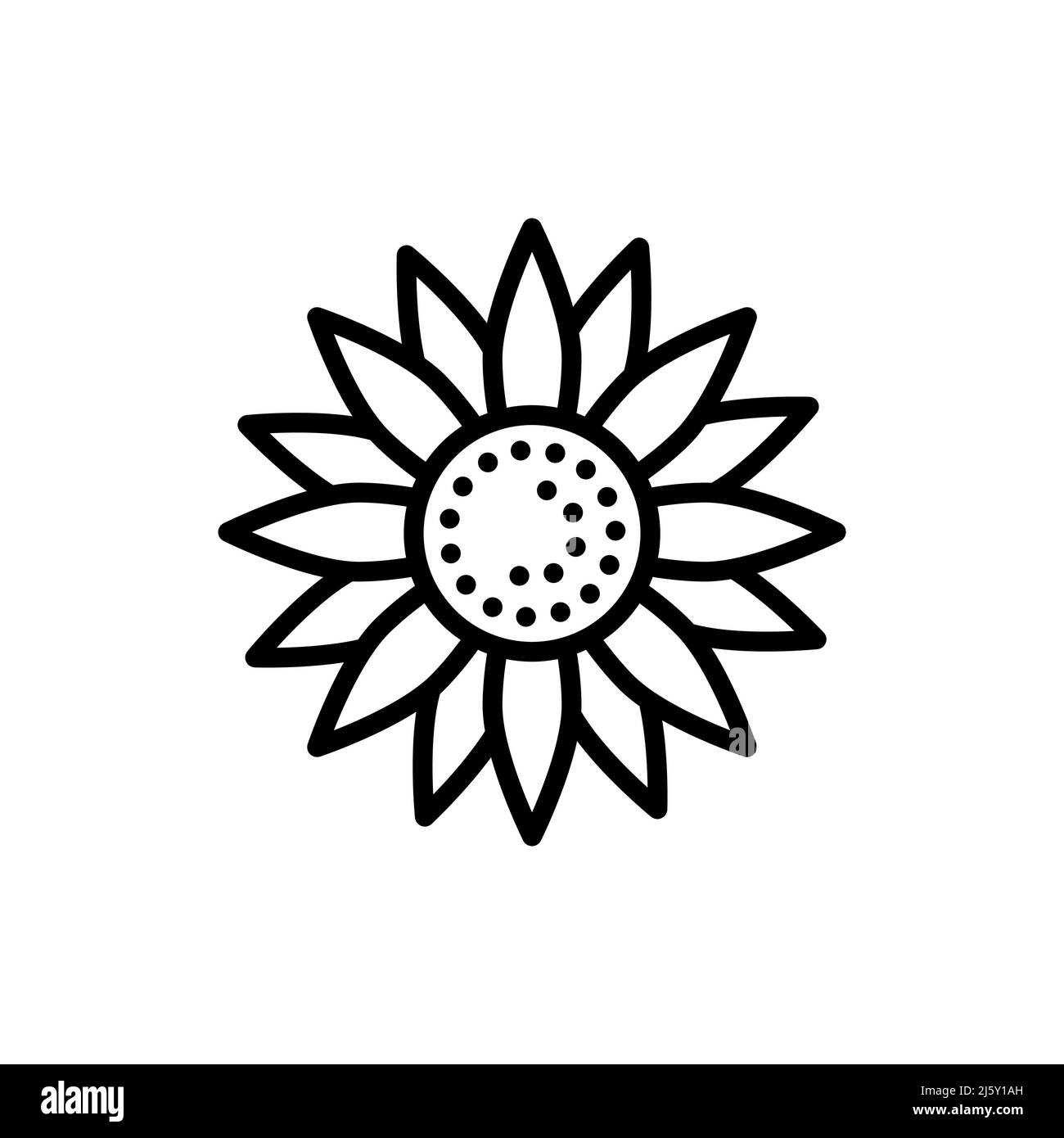 Sunflower line color icon. Isolated vector element. Outline pictogram ...