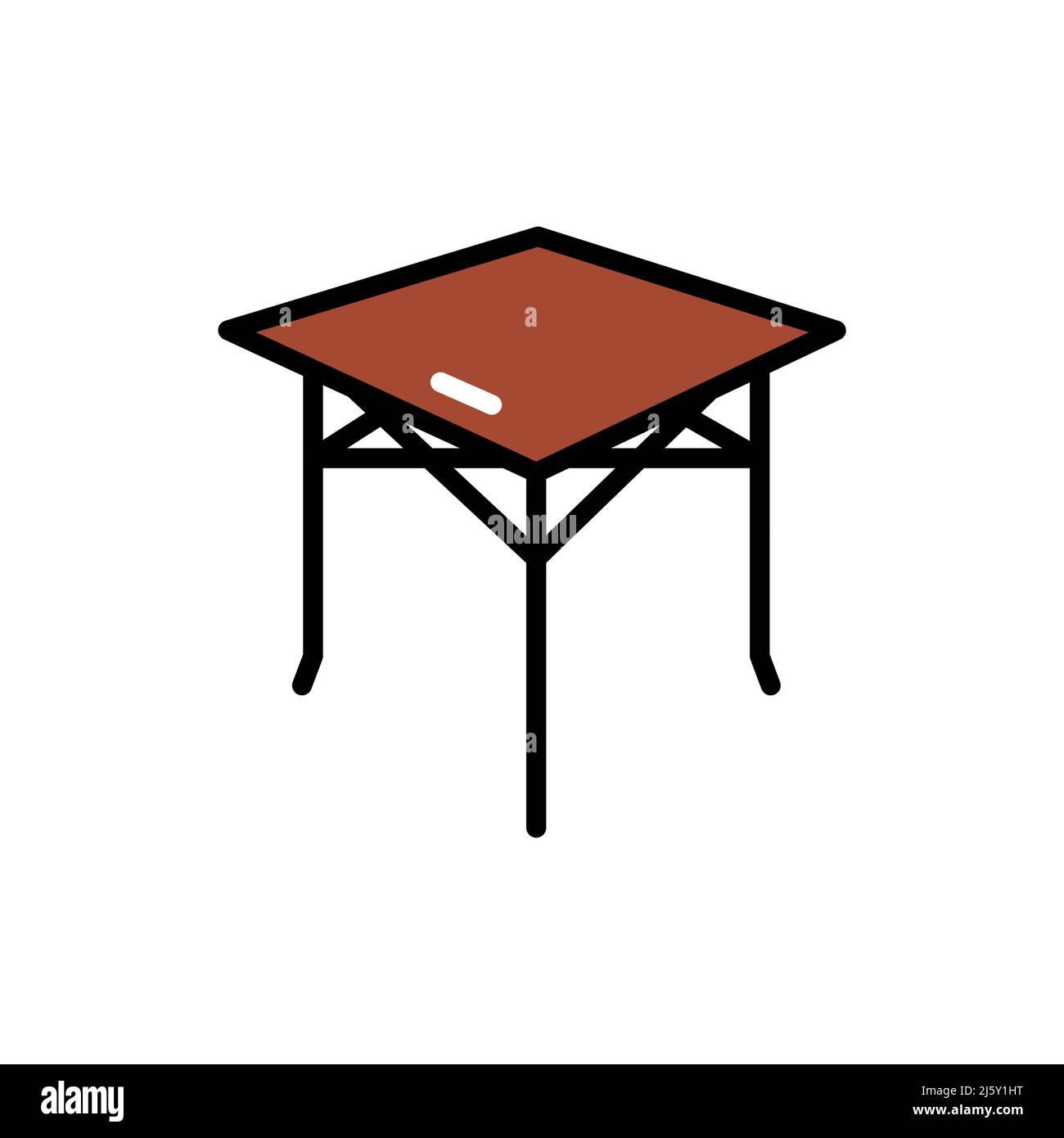 Camping portable table line color icon. Outline pictogram for web page ...