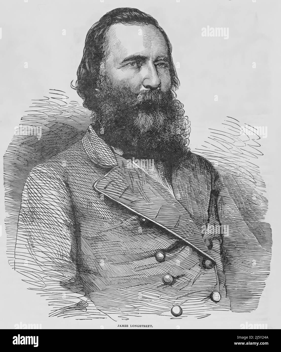 Portrait of James Longstreet, Confederate Army General in the American Civil War. 19th century illustration Stock Photo