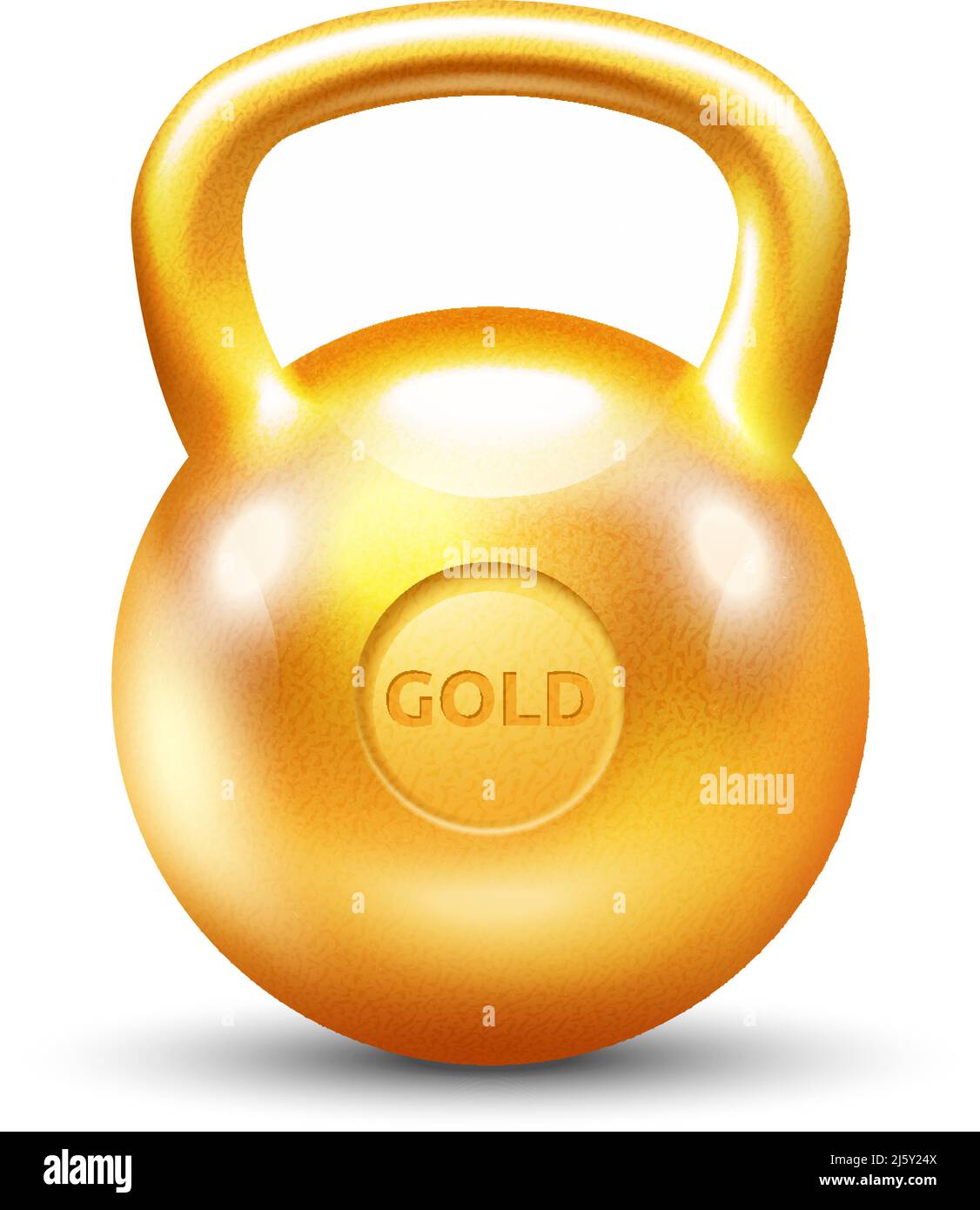 Golden gym kettlebell on white background in 3D style isolated vector ...