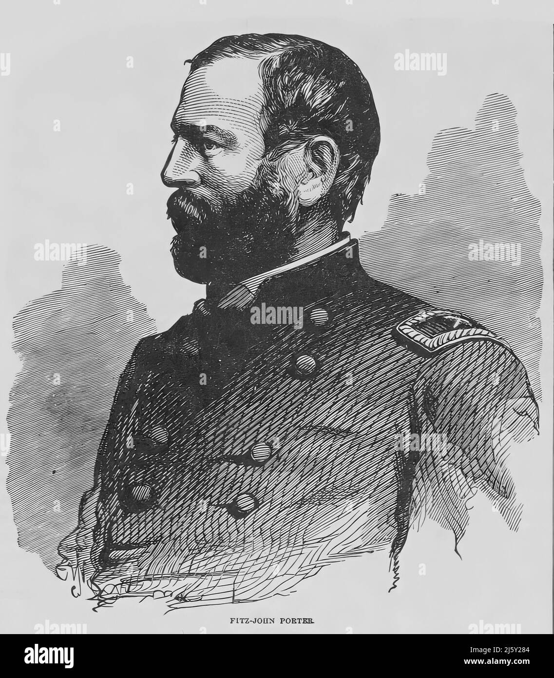 Portrait of Fitz-John Porter, Union Army General in the American Civil War. 19th century illustration. Stock Photo