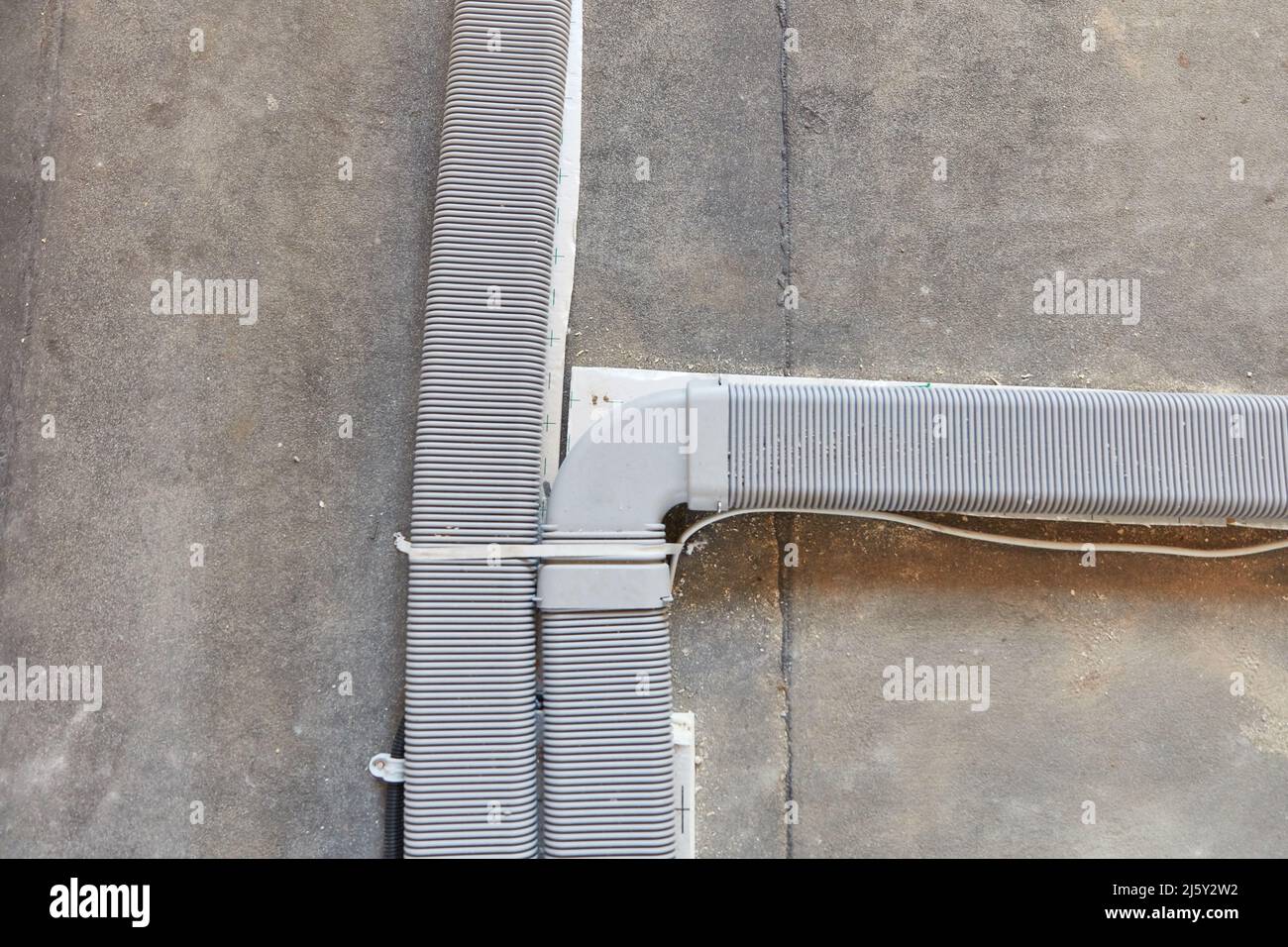 Laying of air shafts for ventilation system in new building on