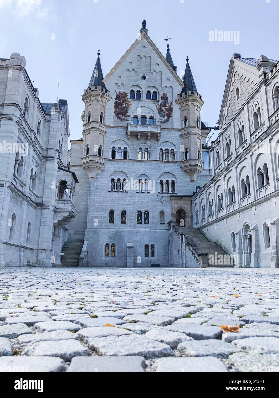 Neuschwanstein castle located at South Bavaria. Palace of King Ludwig II of Bavaria. Also known as 'Disney castle'. Munich, Bavaria, Germany Stock Photo