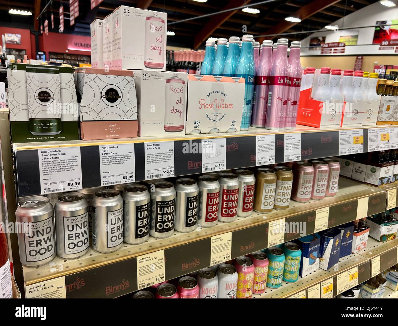 Single serve cans and aluminum bottles of wine sold at Binny's Beverage