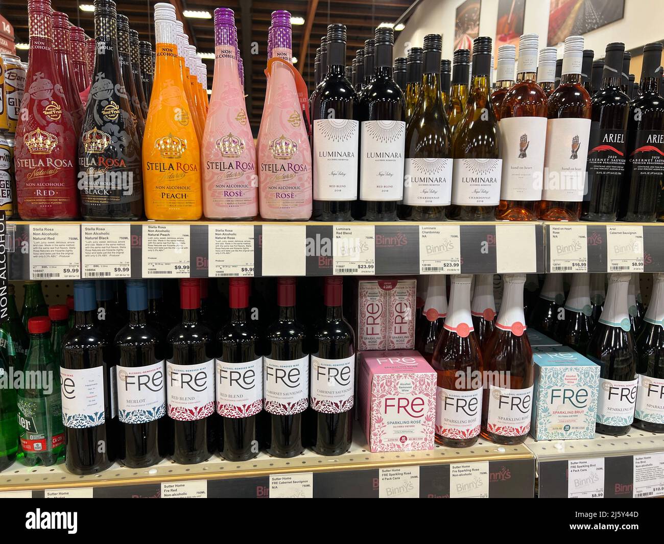 Selection of nonalcoholic wines available at Binny's Beverage Depot