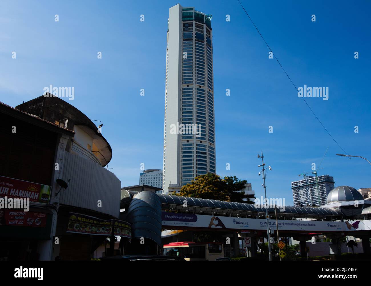 GEORGE TOWN, MALASIA – JANUARY 30, 2020 the Komtar and sky walk in the centre of the city Stock Photo