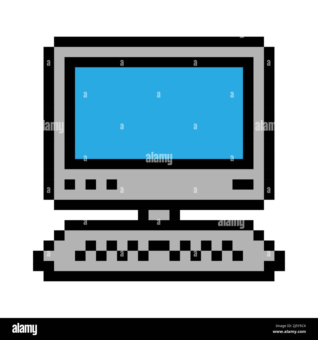 Computer pixel icon simple design Stock Vector