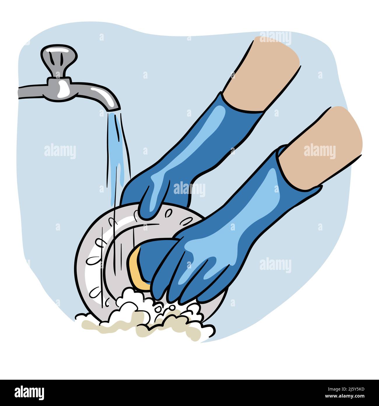 Washing dishes in sink illustration Stock Vector Image & Art - Alamy