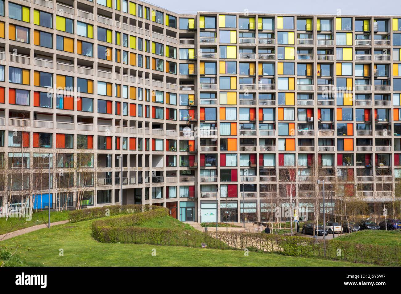 Hyde Park Flats, some of which are still under renovation, Sheffield. Stock Photo