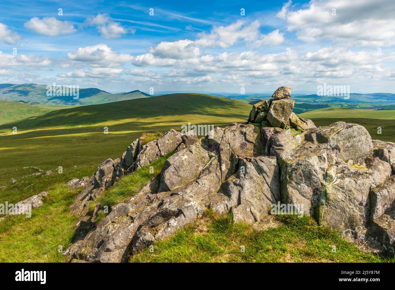 Summit Cairn on Yoadcastle near Devoke Water in the Western Fells of Cumbria Stock Photo