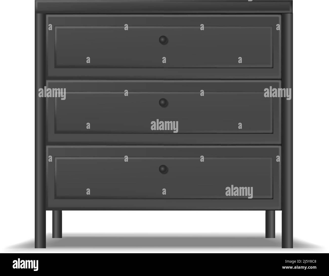 3d realistic vector icon. Modern black bedside table nightstand with