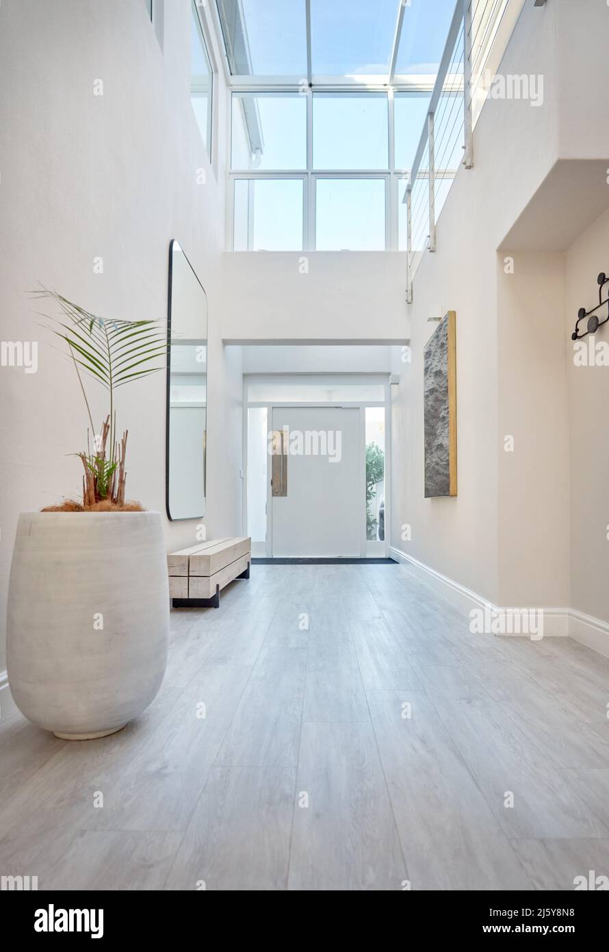 Modern, white home showcase interior corridor Stock Photo