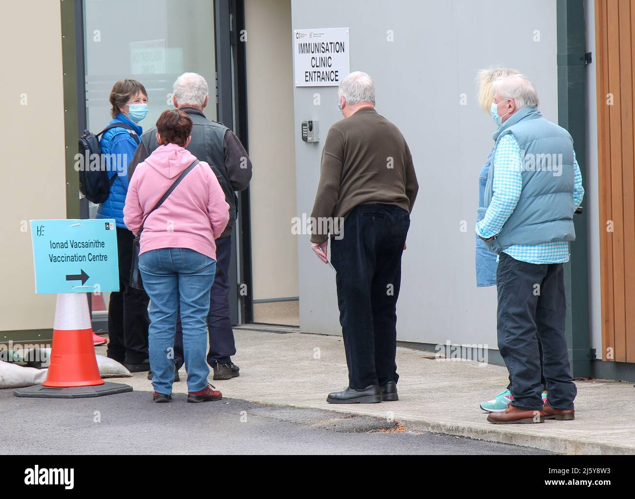 Bantry, Ireland, Tuesday, 26th April. 2022.  There were queues outside the Bantry Primary Care Centre today for those eligible for the second Covid Booster Vaccine shot. Bantry Primary Care Centre is the only clinic in all of West Cork to date carrying out the Booster Vaccine programme, the only other choice is a long journey to Cork City for those entitled. Credit aphperspective/Alamy Live News Stock Photo