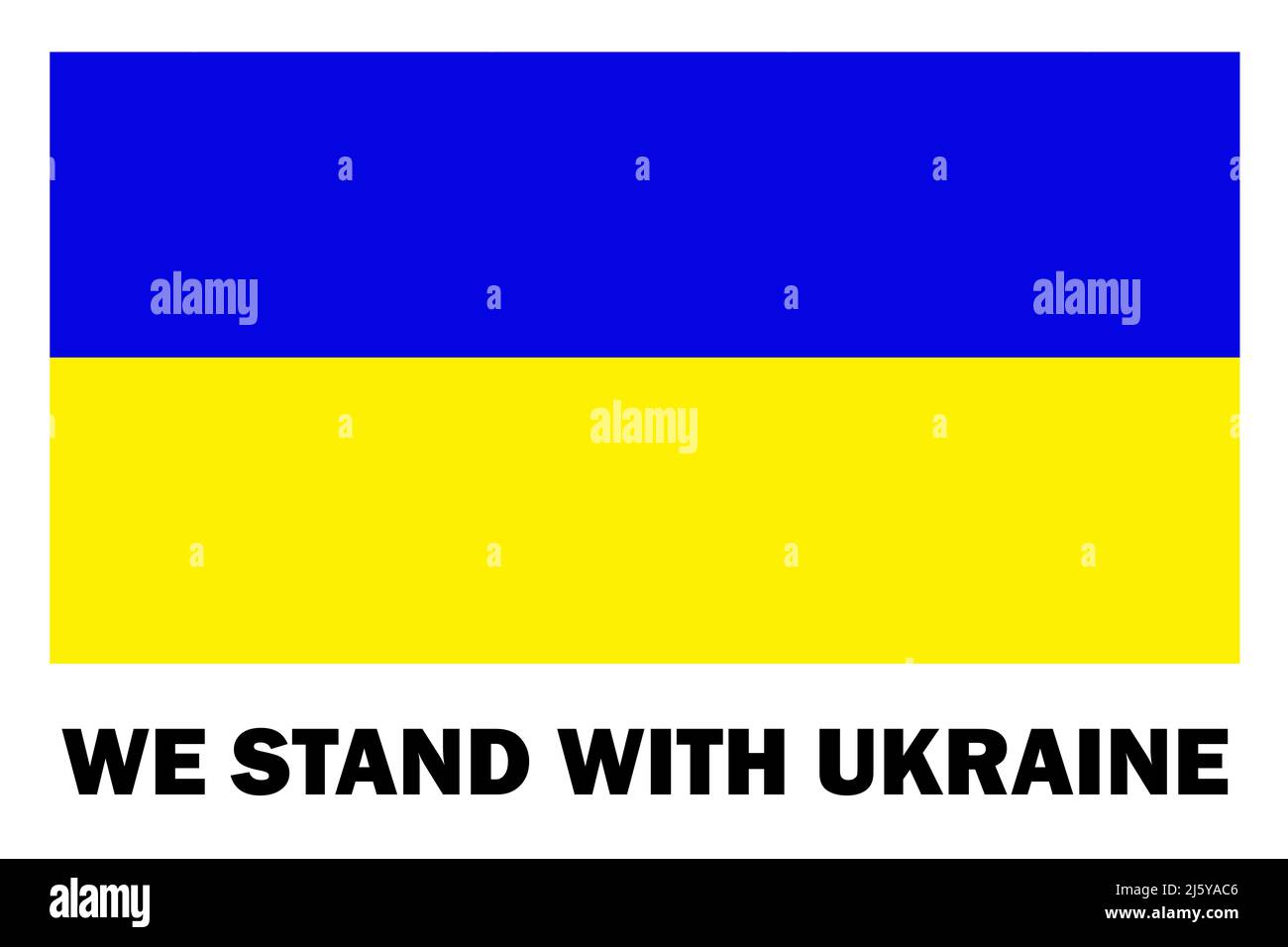 Ukrainian flag illustration isolated on white. We stand with Ukraine. Stock Photo