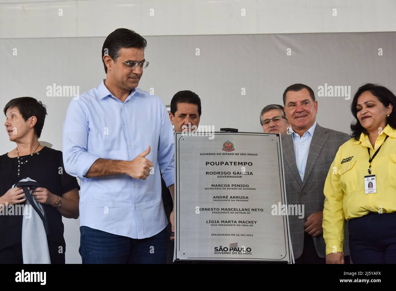 SÃO PAULO, SP - 26.04.2022: INAUGURAÇÃO POUPA TEMPO DIGITAL SP - Rodrigo  Garcia, (PSDB) Governor of São Paulo, participates in the inauguration of  the first Poupatempo Digital in São Paulo, this Tuesday, (