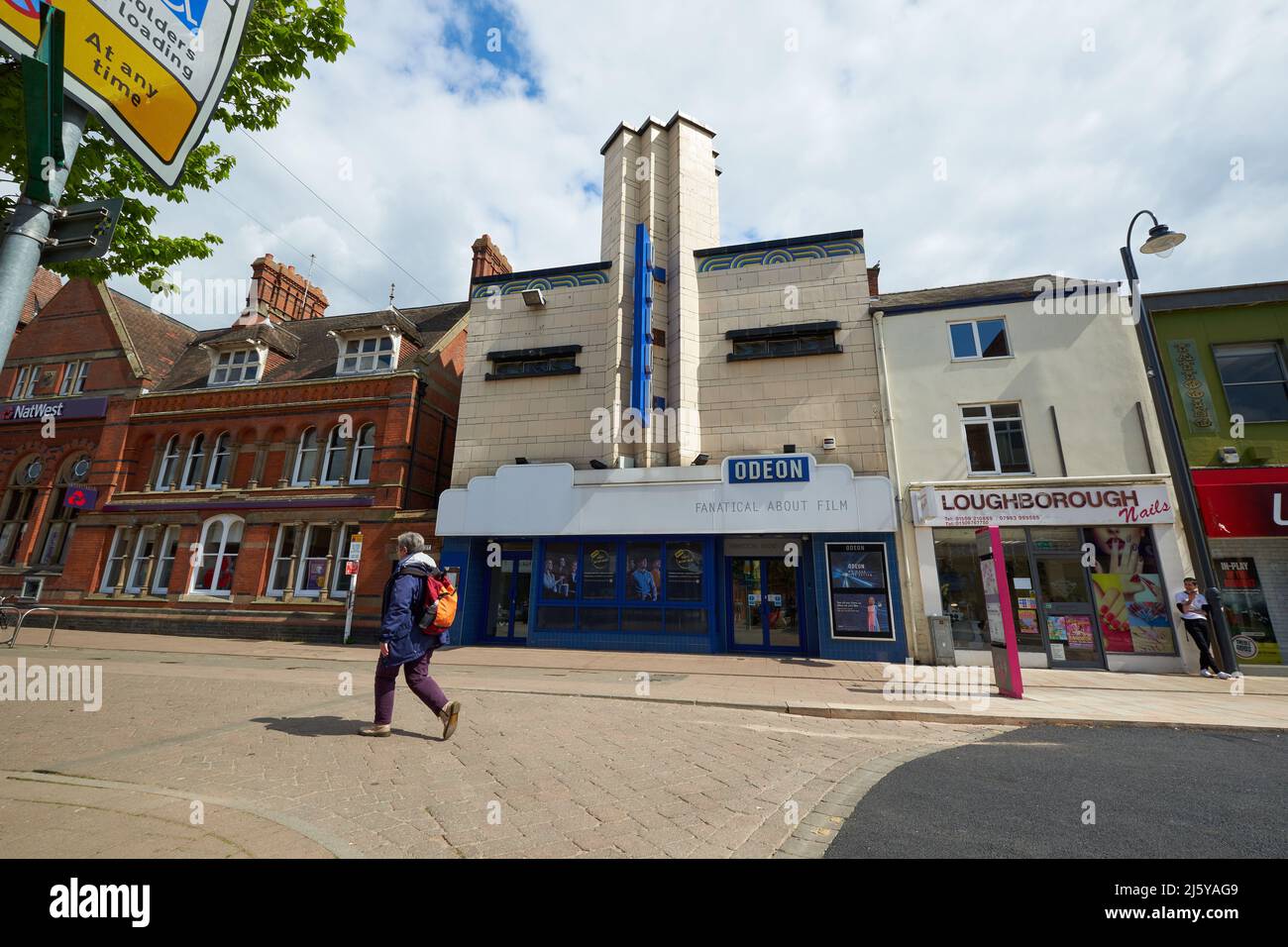 Art Deco style store frontage in Loughborough town center Stock Photo