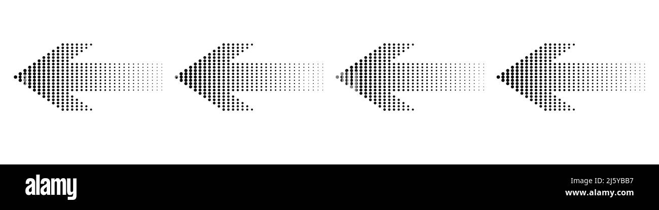 Arrow pixel halftone effect set Stock Vector