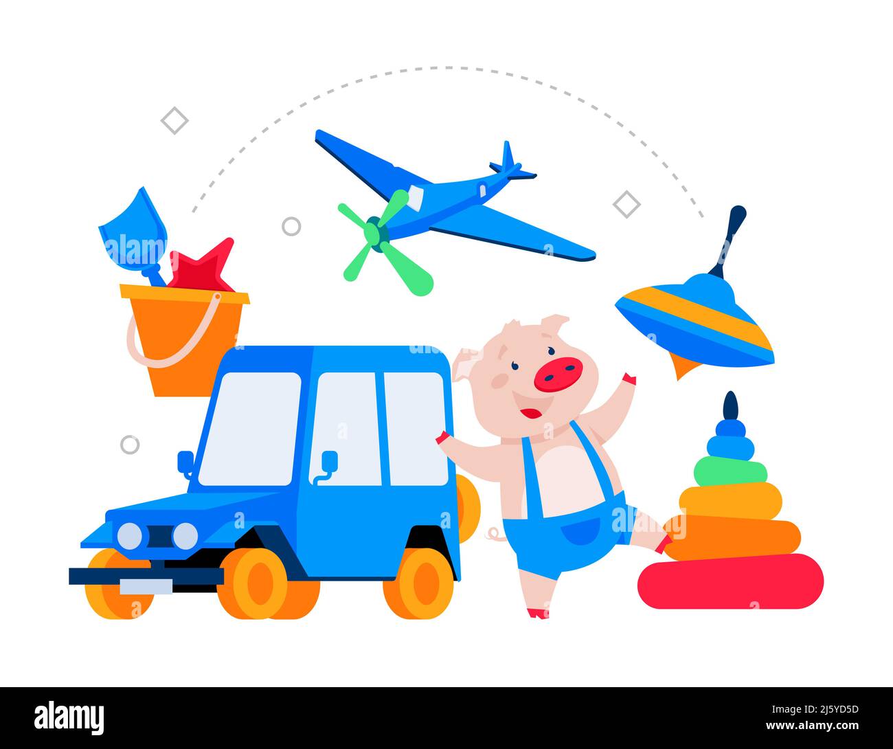 Favorite children toys modern colored vector poster Stock Vector