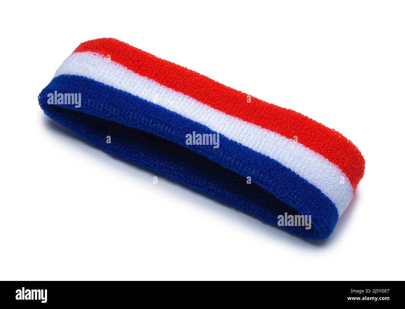 Folded Red White and Blue USA Sweat Band Cut Out. Stock Photo