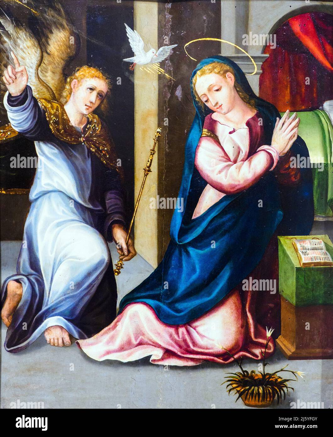 Anunciation (The Annunciation) 1563 by Baltasar del Aguila (1540-1599) oil on panel Stock Photo