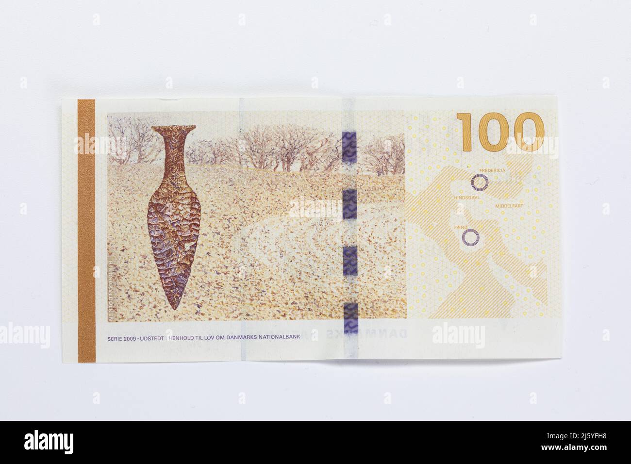 100 danish krone bill note on white background Stock Photo
