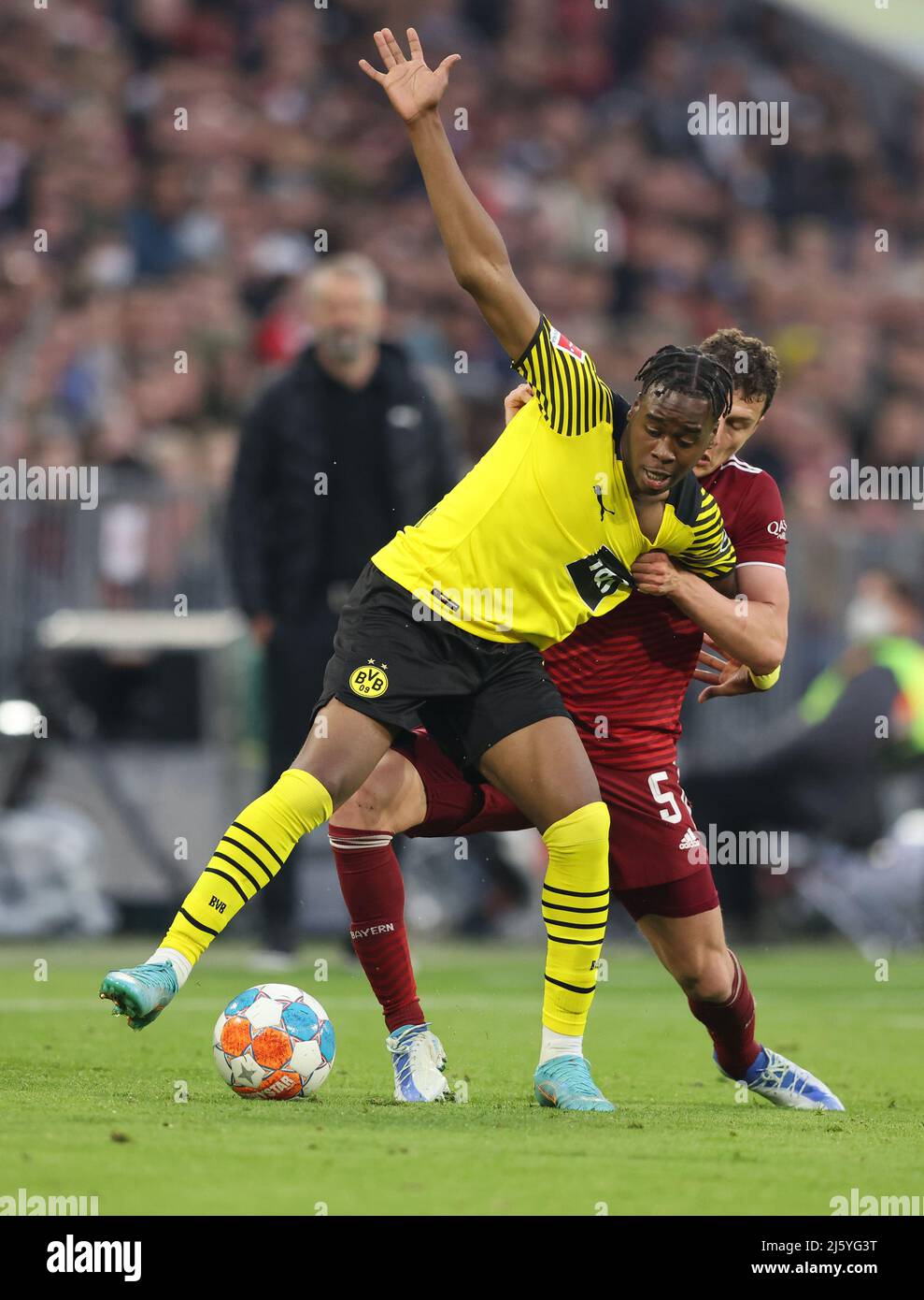 Jamie Bynoe-Gittens Benjamin Pavard Of Bayern Muenchen Muenchen Munich ...