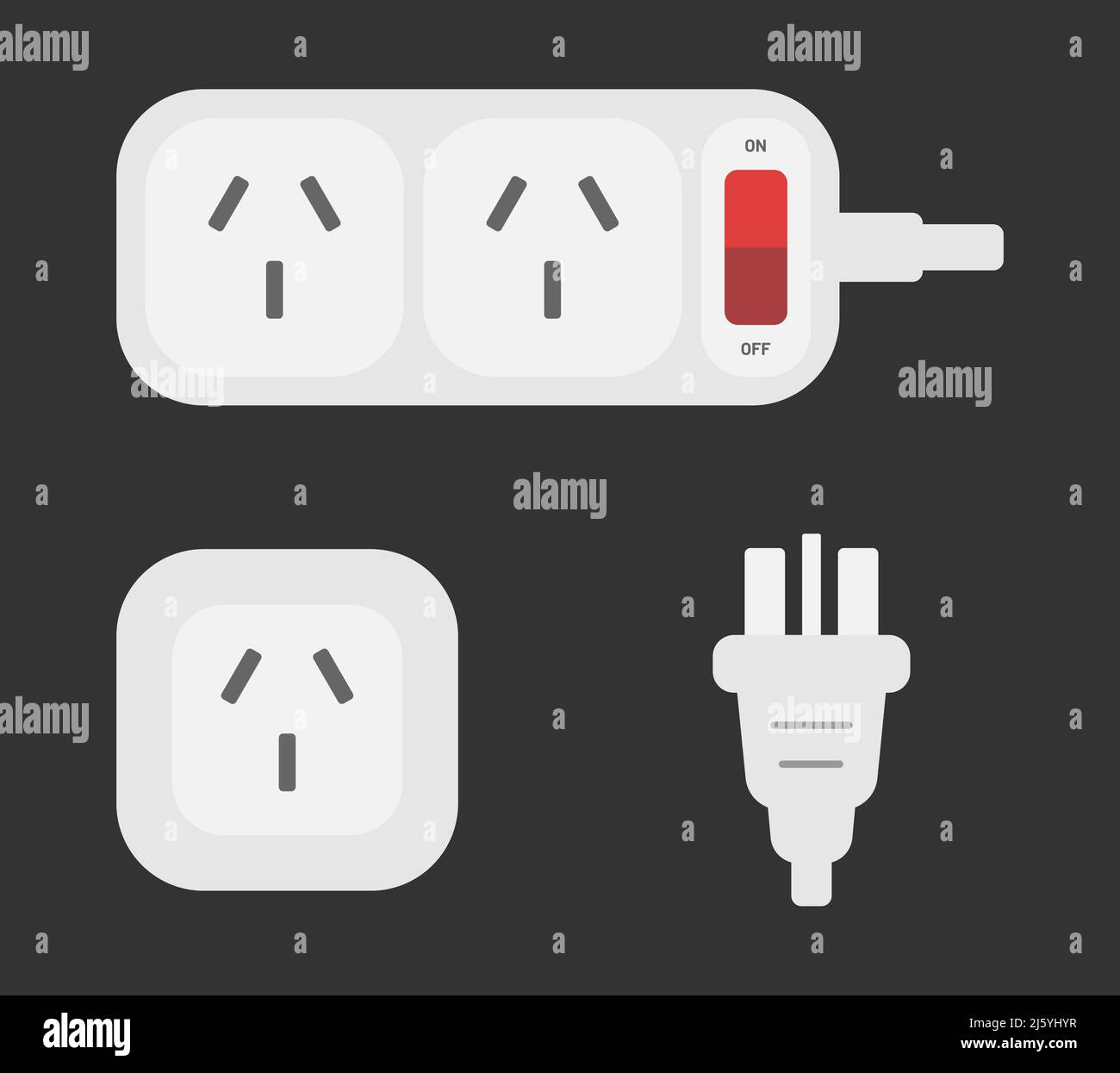power outlet plug chinese type i power strip extender vector flat