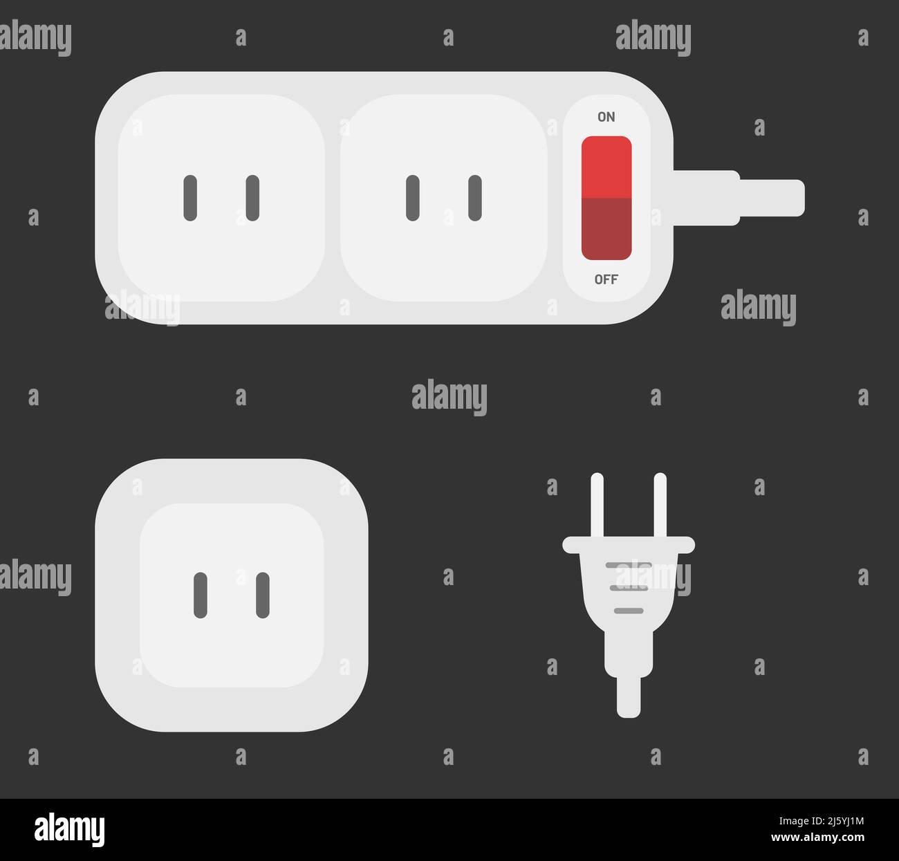 power outlet plug american type a power strip extender vector flat illustration Stock Vector