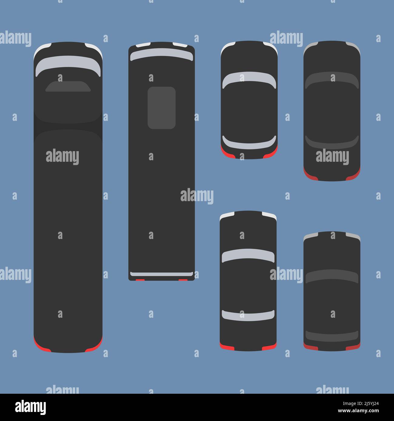 transport icons car truck bus top view vector flat iluustration Stock Vector