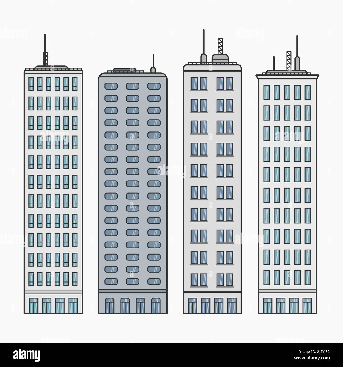 skyscraper modern building set cartoon style vector flat illustration Stock  Vector Image & Art - Alamy