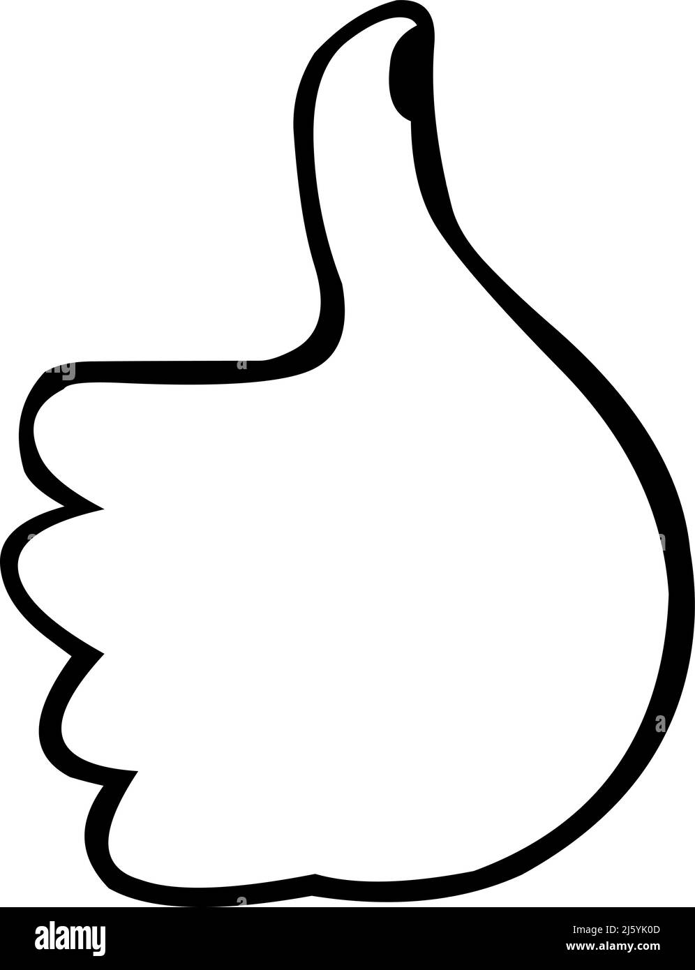 Vector illustration of a hand with thumb up, drawn in black and white Stock Vector