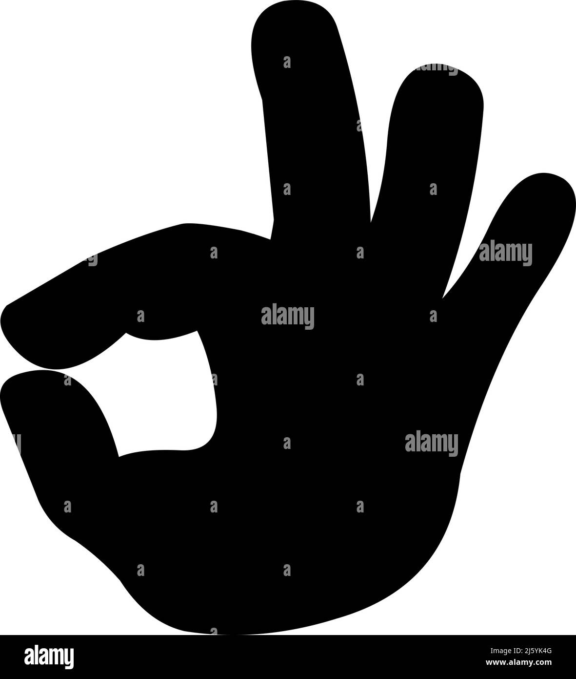 Vector illustration of the black silhouette of a hand making the classic gesture that everything is perfect or ok Stock Vector