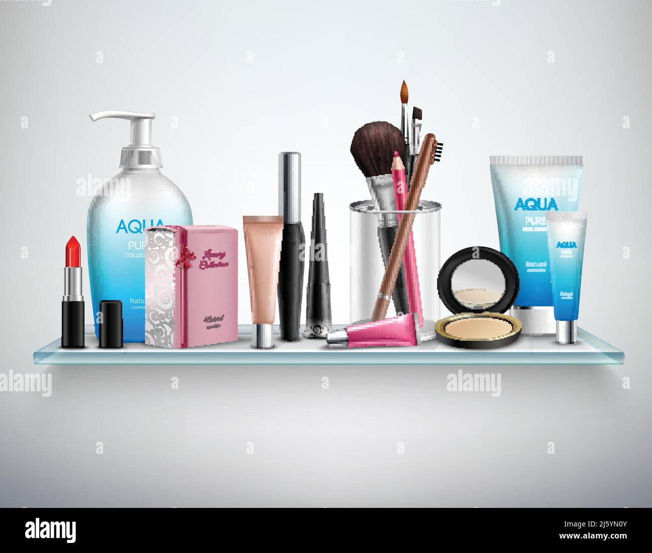 Makeup cosmetics accessories and beauty moisturizing products on