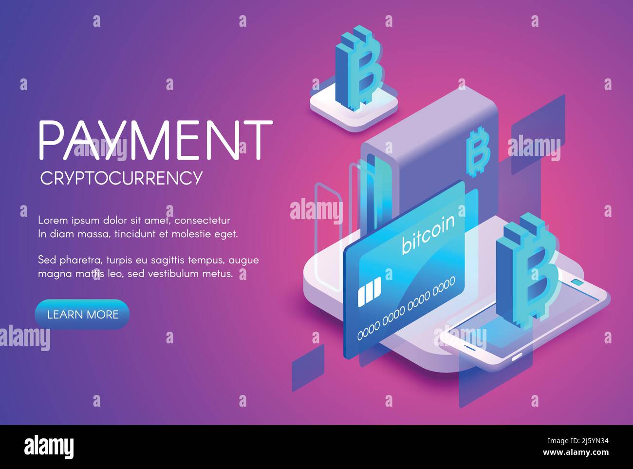 Bitcoin card payment vector illustration of cryptocurrency commerce or digital  banking technology. Crypto currency mining farm and smartphone internet  Stock Vector Image & Art - Alamy