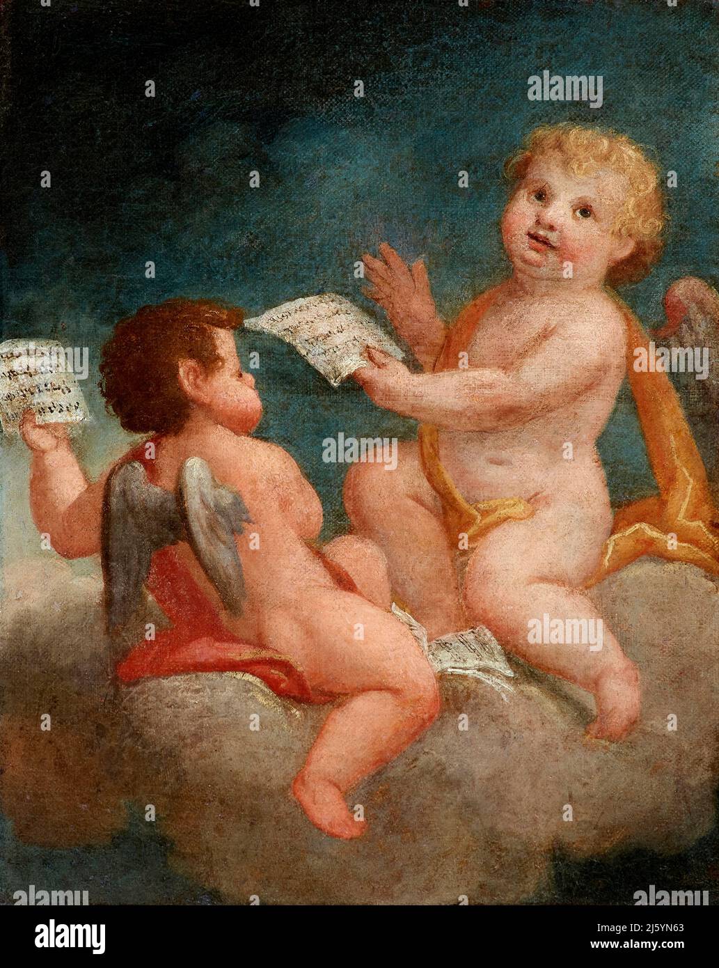 Putti - olio su tela - pittore bergamasco del XVIII secolo - Grassobbio (Bg),Italia, chiesa di S.Alessandro Stock Photo