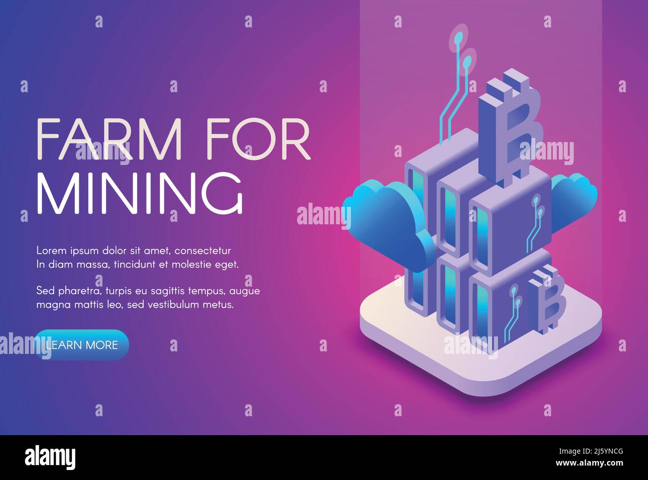 Bitcoin mining farm vector illustration of cryptocurrency and blockchain  technology. Digital cloud mine network and communication servers for crypto  c Stock Vector Image & Art - Alamy