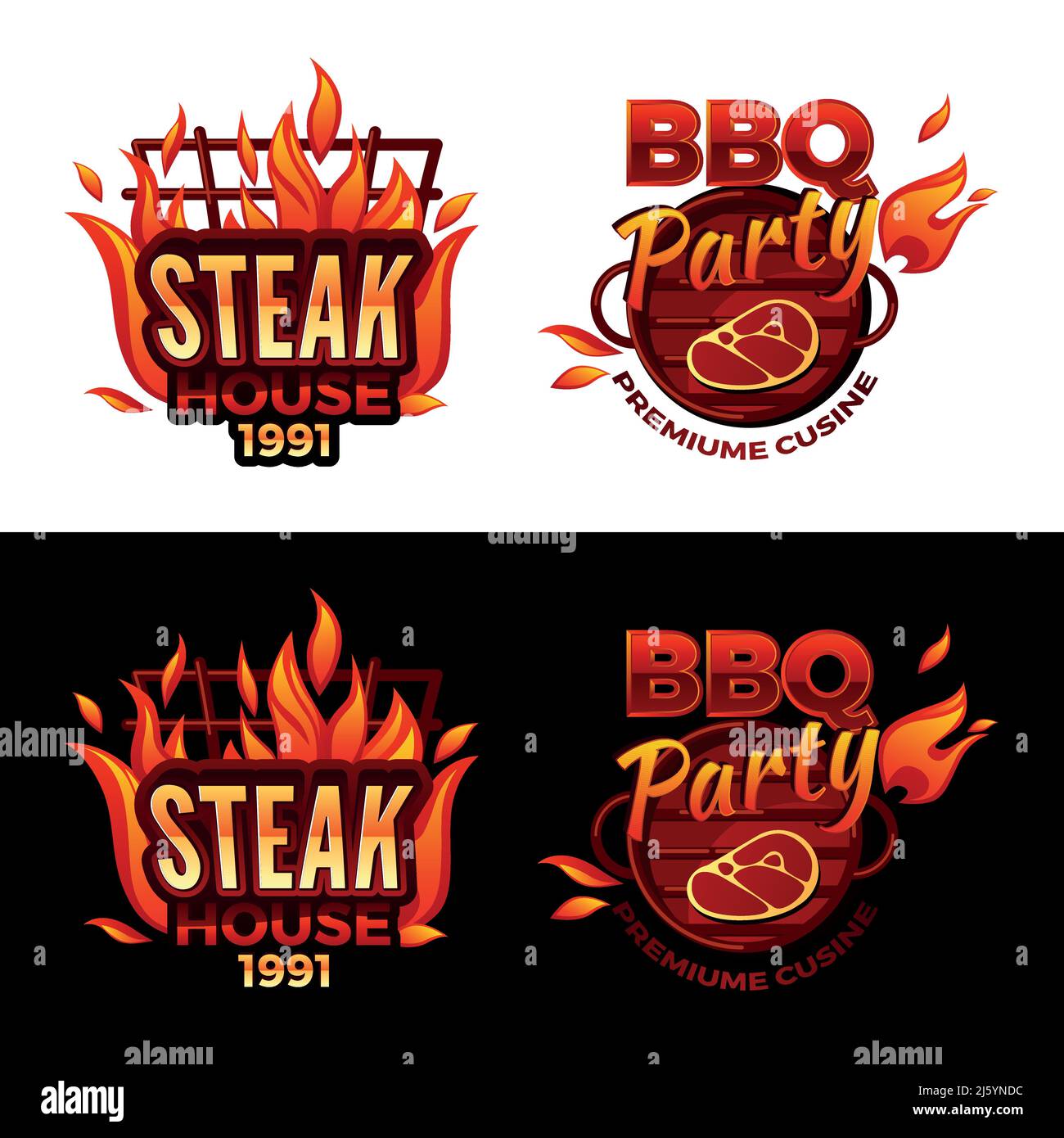 Steak house vector illustration for barbecue party logo or premium meat ...