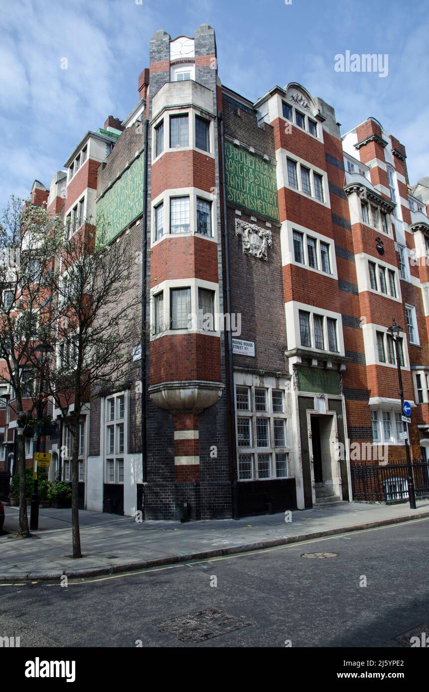 London, UK - March 21, 2022: View of the historic T J Boulting building built in 1903 on Riding House Street in Fitzrovia, Central London.  The compan Stock Photo