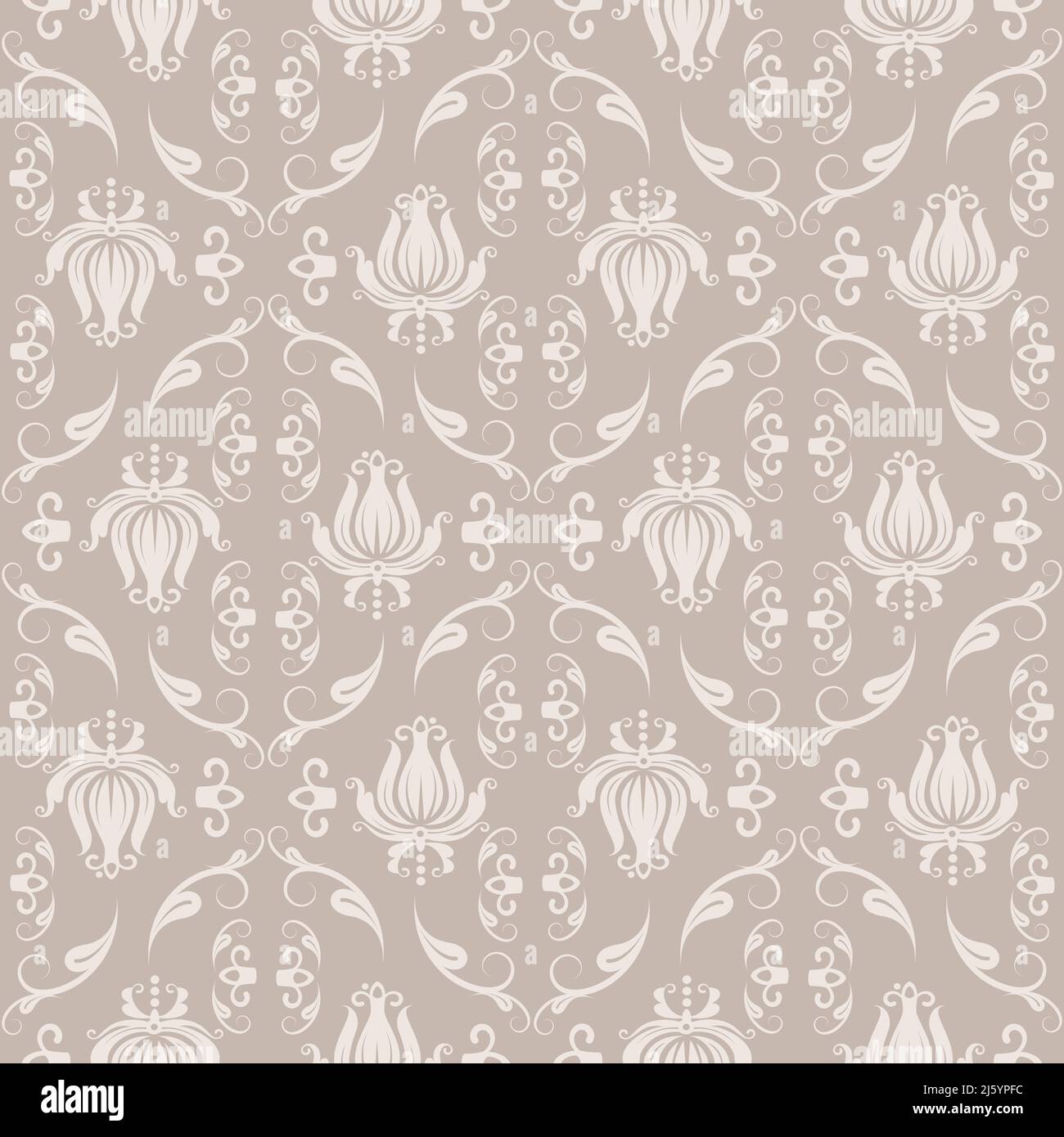 Seamless floral beige damask pattern vector illustration Stock Vector ...