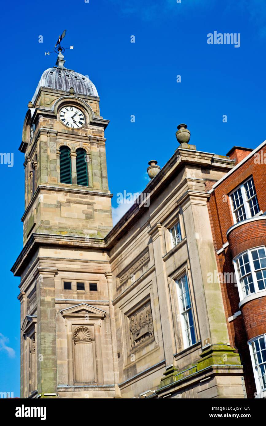 Guildhall Theatre Clock Tower, Derby, Derbyshire, England Stock Photo