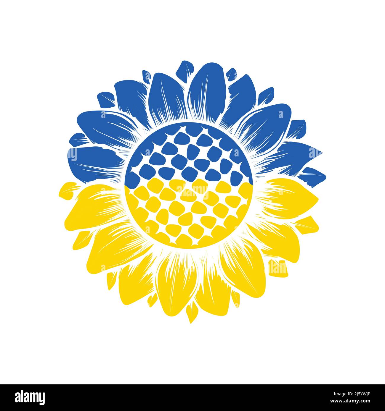 Ukraine color simple sunflower silhouettes Stock Vector