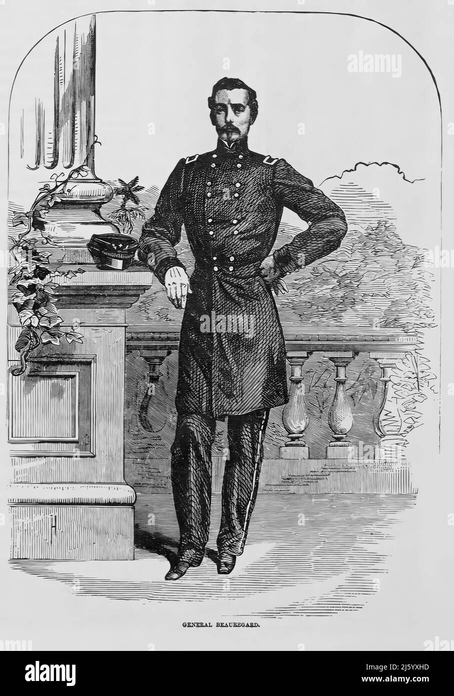 Portrait of Pierre Gustave Toutant-Beauregard, Confederate Army General in the American Civil War. 19th century illustration Stock Photo